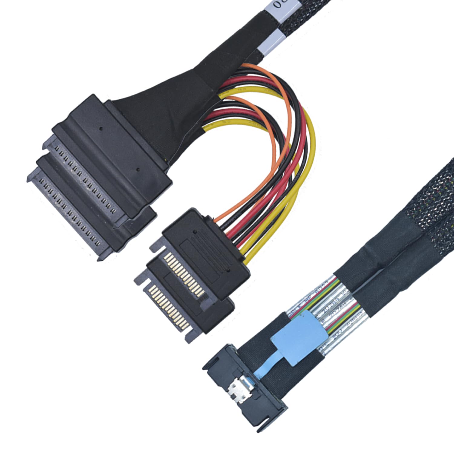 PCIe 5.0 MCIO x8 to Dual SFF-8639 Cable for NVMe SSDs
