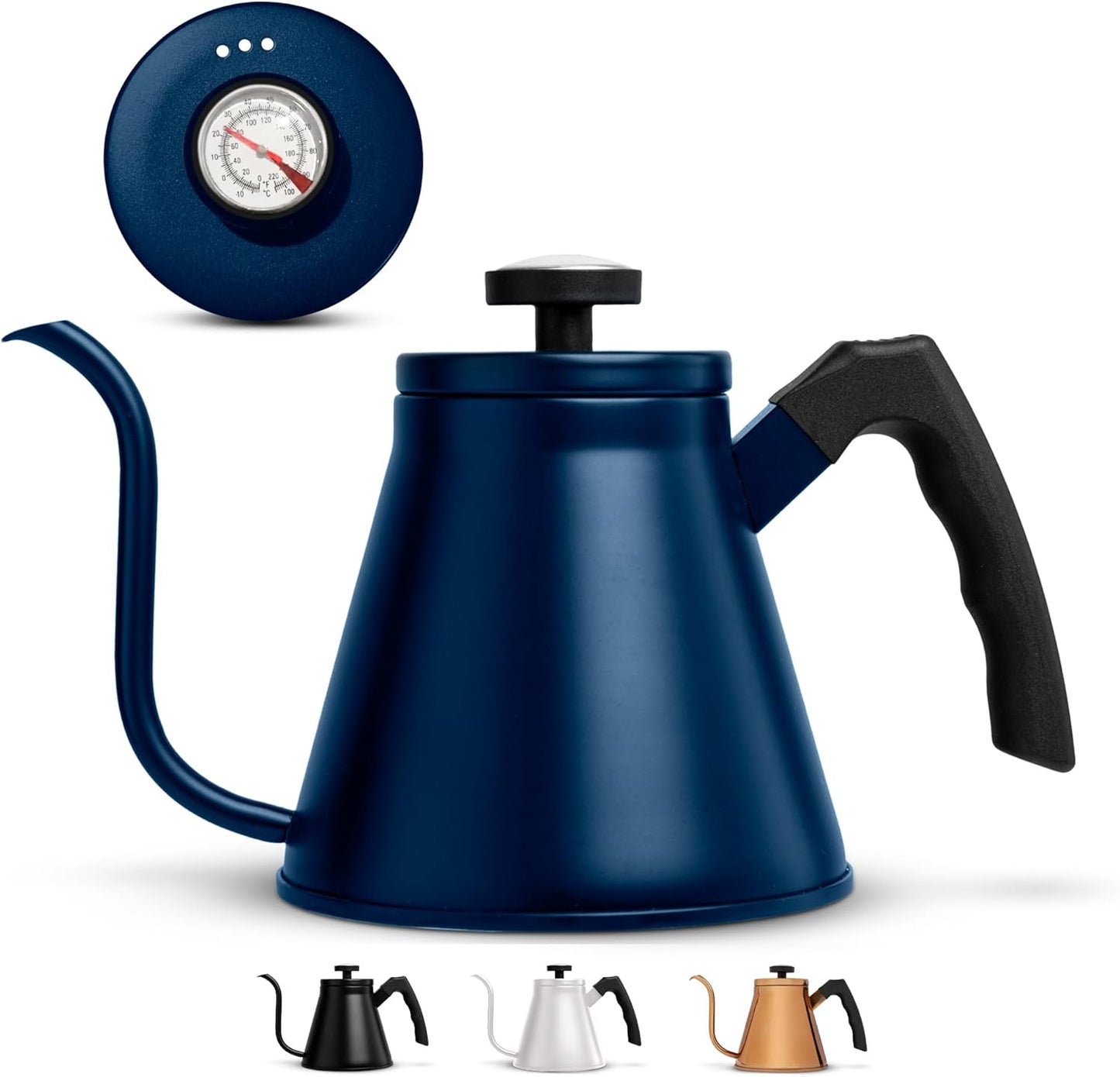 Kook Gooseneck Kettle with Thermometer for Perfect Pour Over