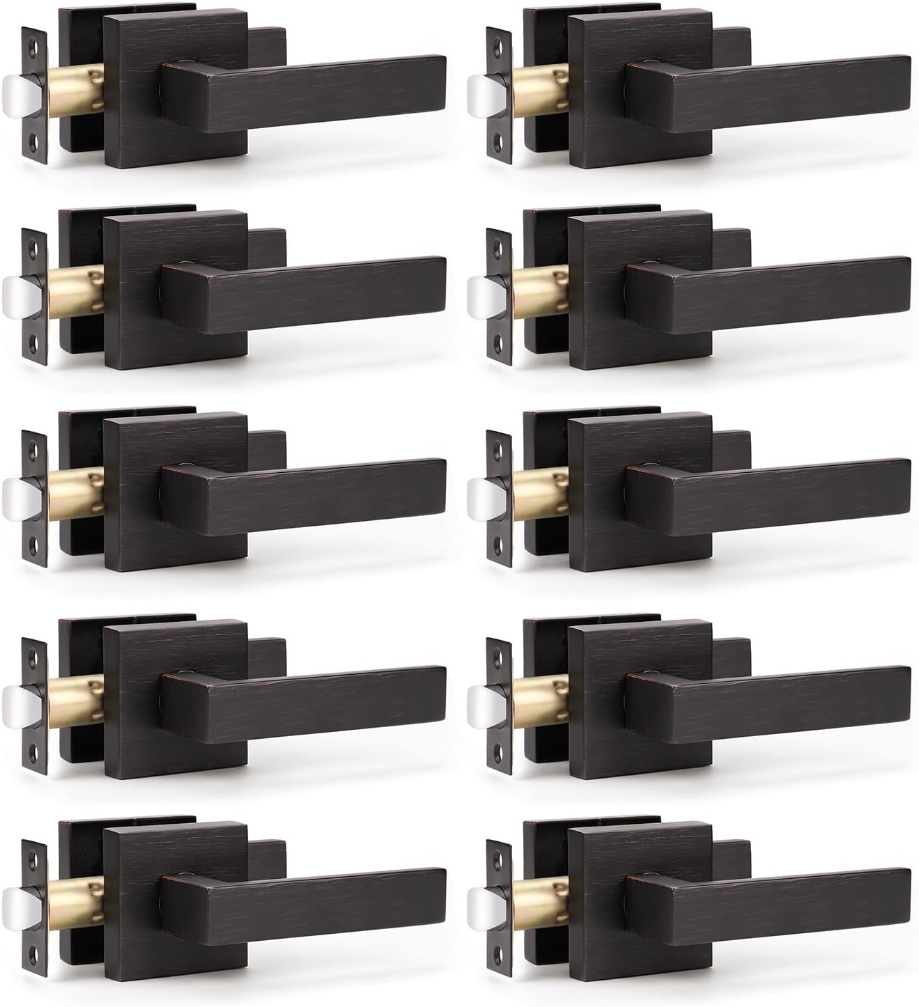 KNOBWELL Premium Oil Rubbed Bronze Door Handle Set for Easy Use