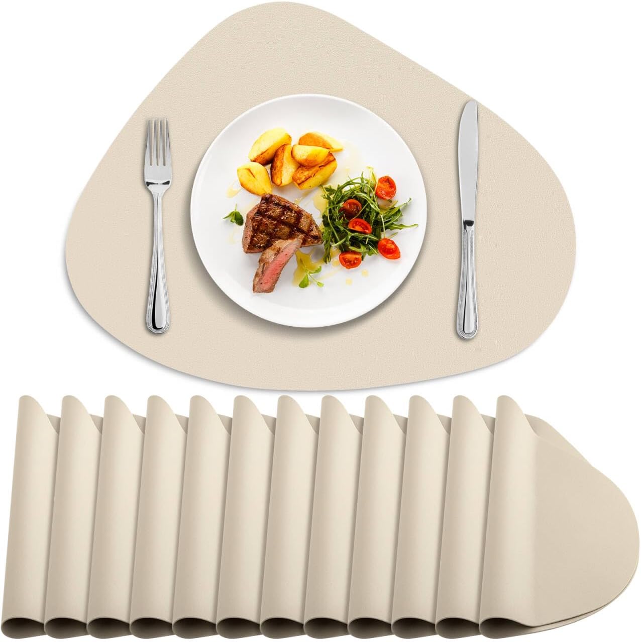 Placemats Set of 12 - Washable Faux Leather Table Mats