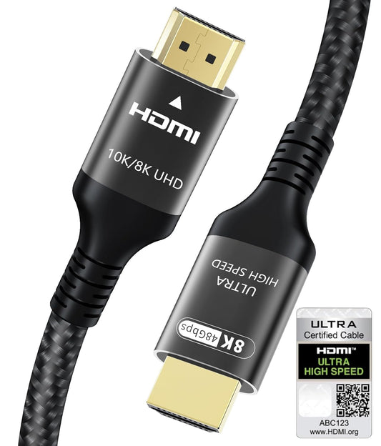 10 FT 8K HDMI Cable - Ultra Fast 48Gbps Speed