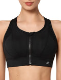Yvette High Impact Zip Front Sports Bra Mesh Racerback (Style BQNK)