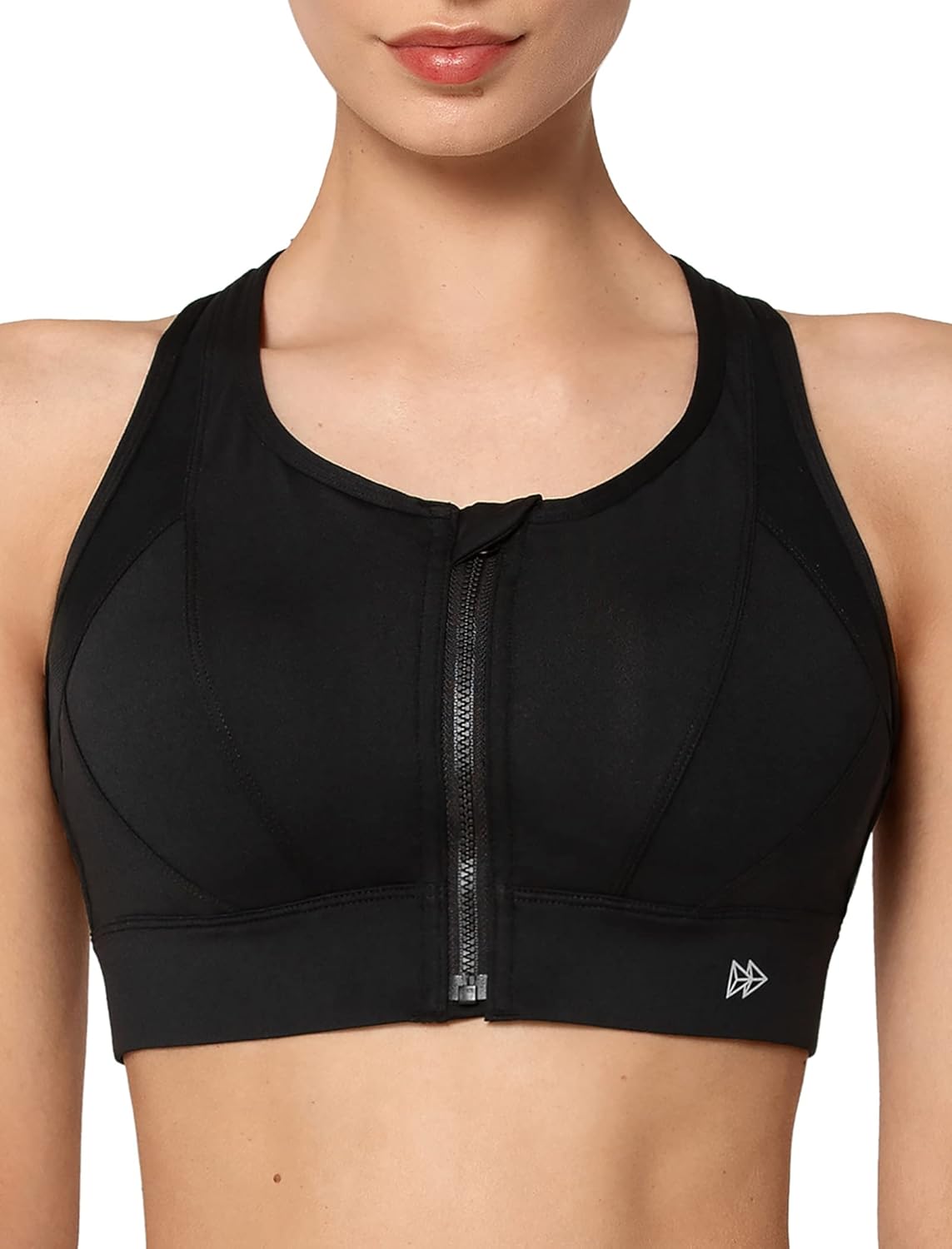 High Impact Zip Front Sports Bra for Women with Large Breasts
