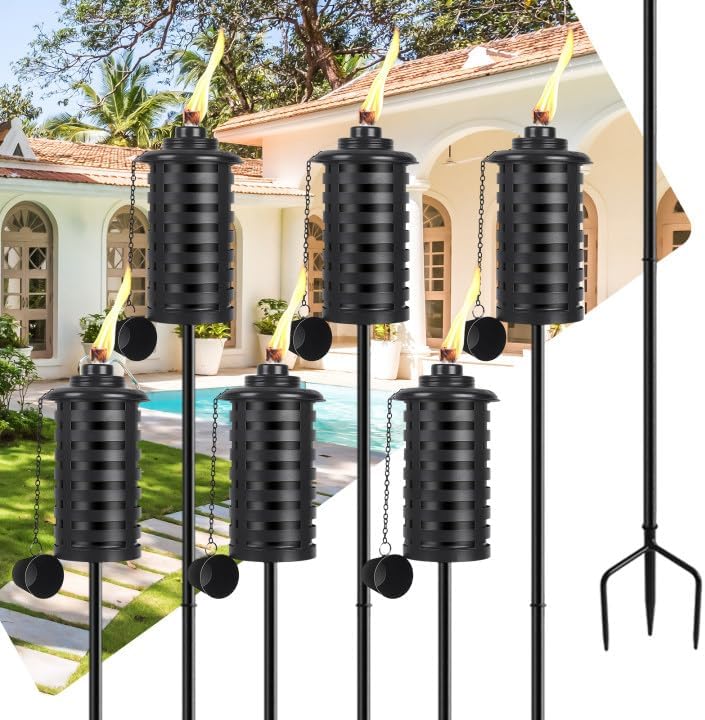 Outdoor Metal Torch Set for Garden Decor and Parties