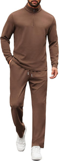Men's 2 Piece Tracksuit Quarter Zip Pullover - Comfortable Fit