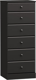 Prepac Astrid Tall Black Dresser for Bedroom - Narrow 6-Drawer Chest