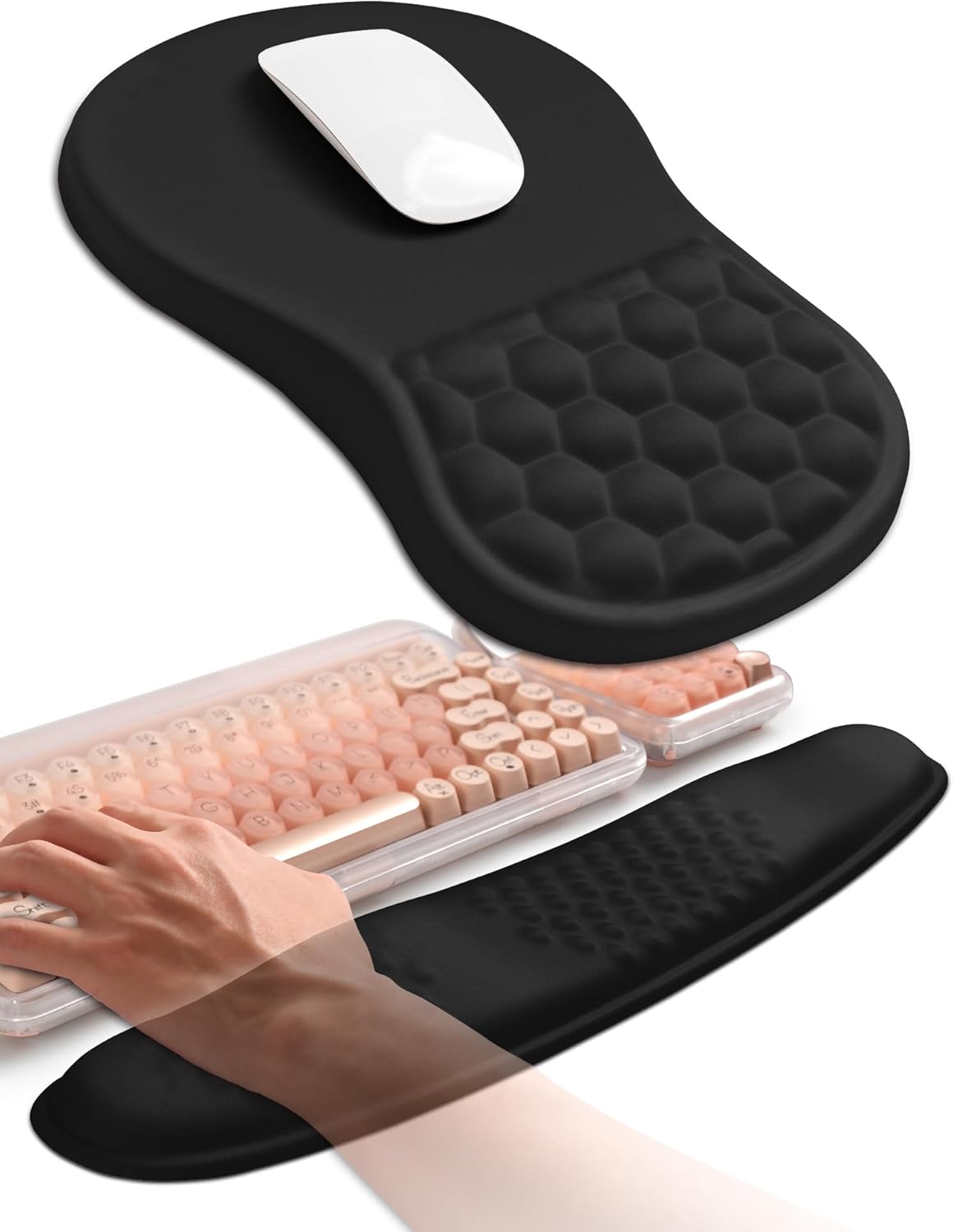 Hokafenle 2in1 Wave Keyboard Wrist Rest and Mouse Pad Support