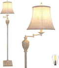 Traditional Vintage White Floor Lamp with 350 Adjustable Swing Arm