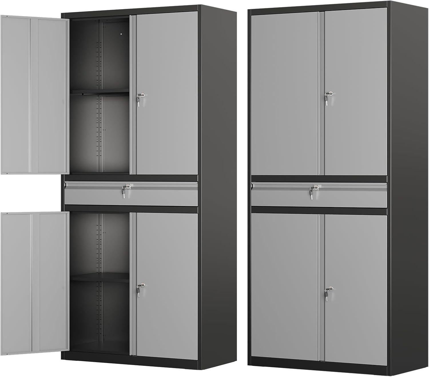 Metal Storage Cabinet with Locking Doors for Garage and Office