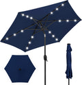 7.5ft Solar Market Patio Umbrella - Navy Blue LED Lighting