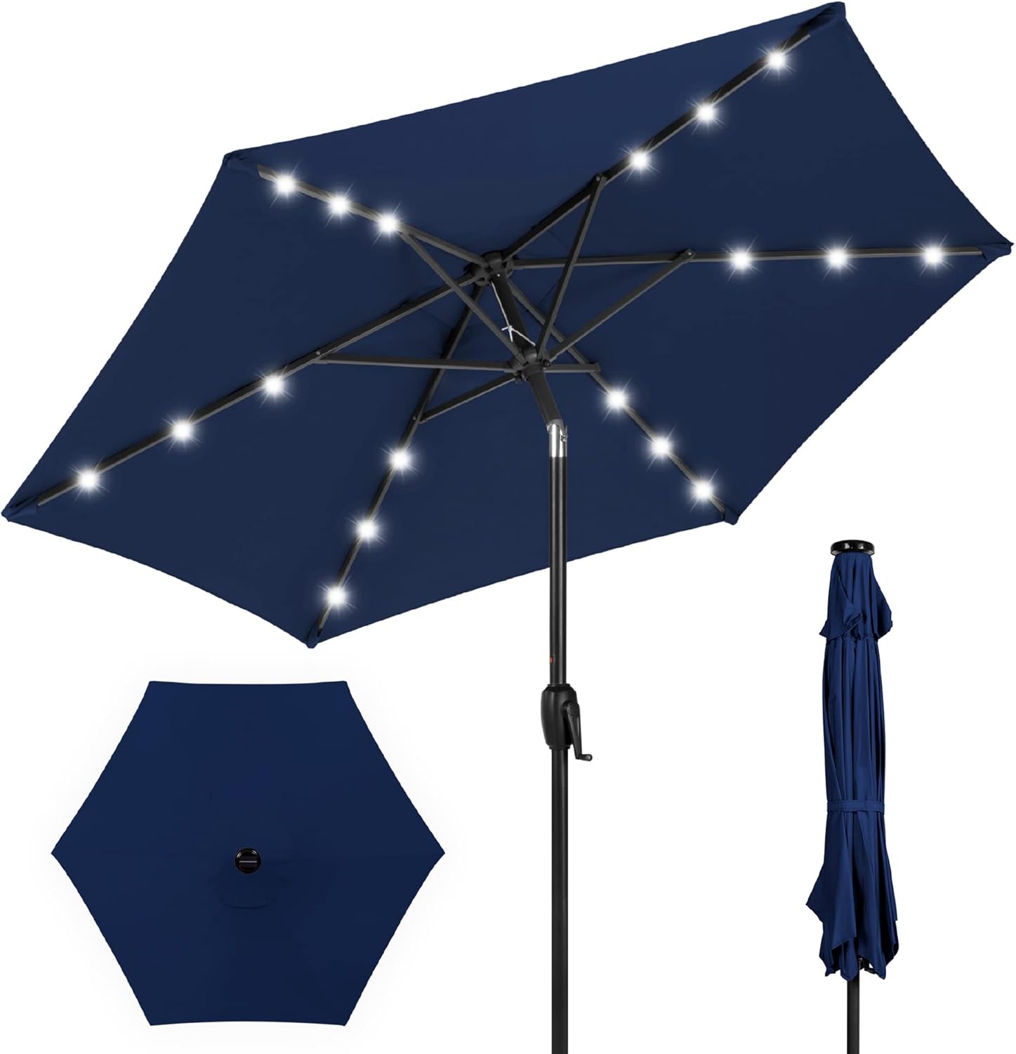 7.5ft Outdoor Solar Market Patio Umbrella with LED Lights