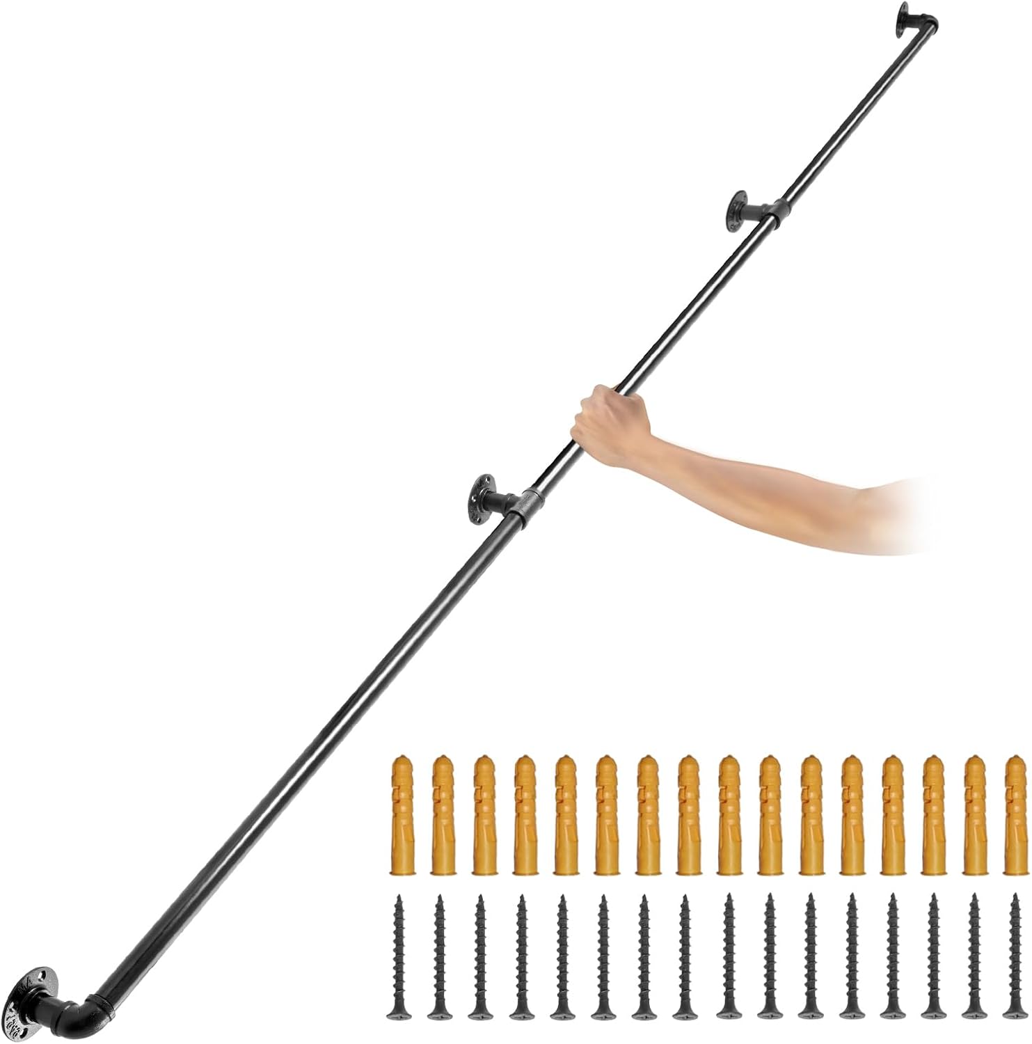 VEVOR Pipe Stair Handrail - 8FT Heavy-Duty Carbon Steel Design