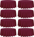 8 Pack Premium Round Tablecloth 90 in Round Covers - Washable Burgundy