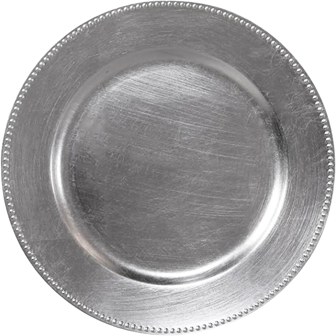 24 Pack Silver Beaded Charger Plates - Heavy Duty Plastic for Fancy Events