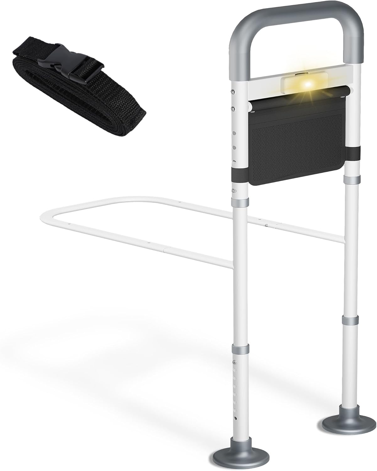 Bed Rails for Elderly Adults Safety with LED Light & Storage
