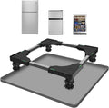 Grey Mini Fridge Stand with Silicone Mat - Adjustable Base for Small
