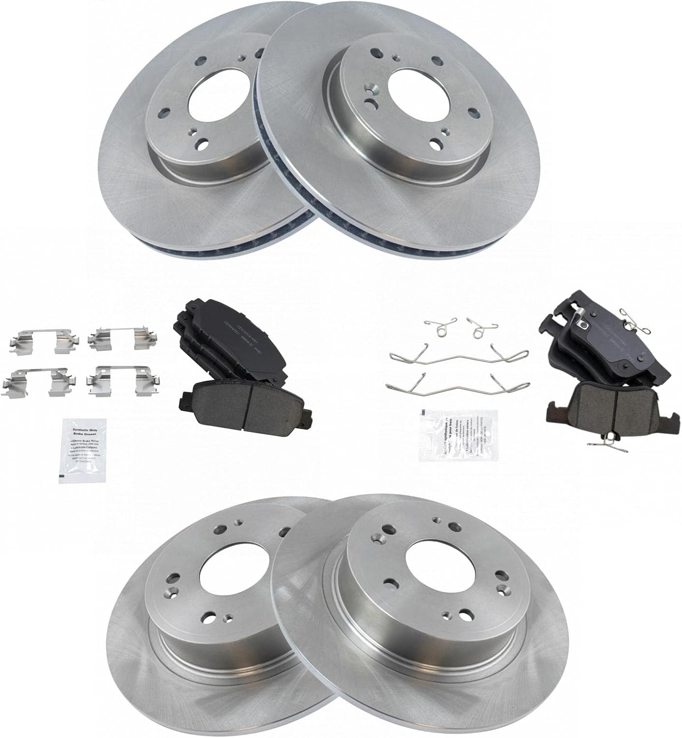 TRQ Front and Rear Brake Pad & Rotor Kit for 2018 Honda Accord