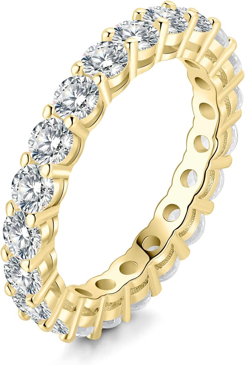 Genuine Moissanite Wedding Rings for Women in 14k Gold Plated
