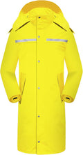 Long Waterproof Raincoat for Men Women - Packable Reflective Hood