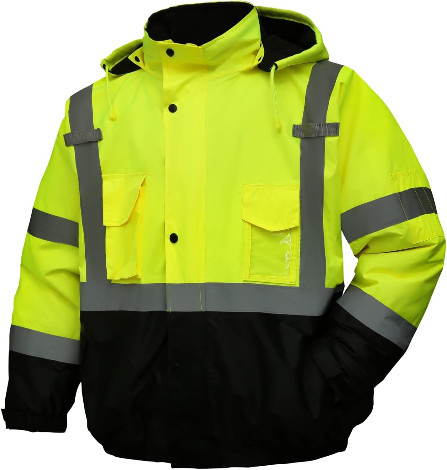 High Visibility Hooded Safety Jacket for Men - Waterproof & Durable
