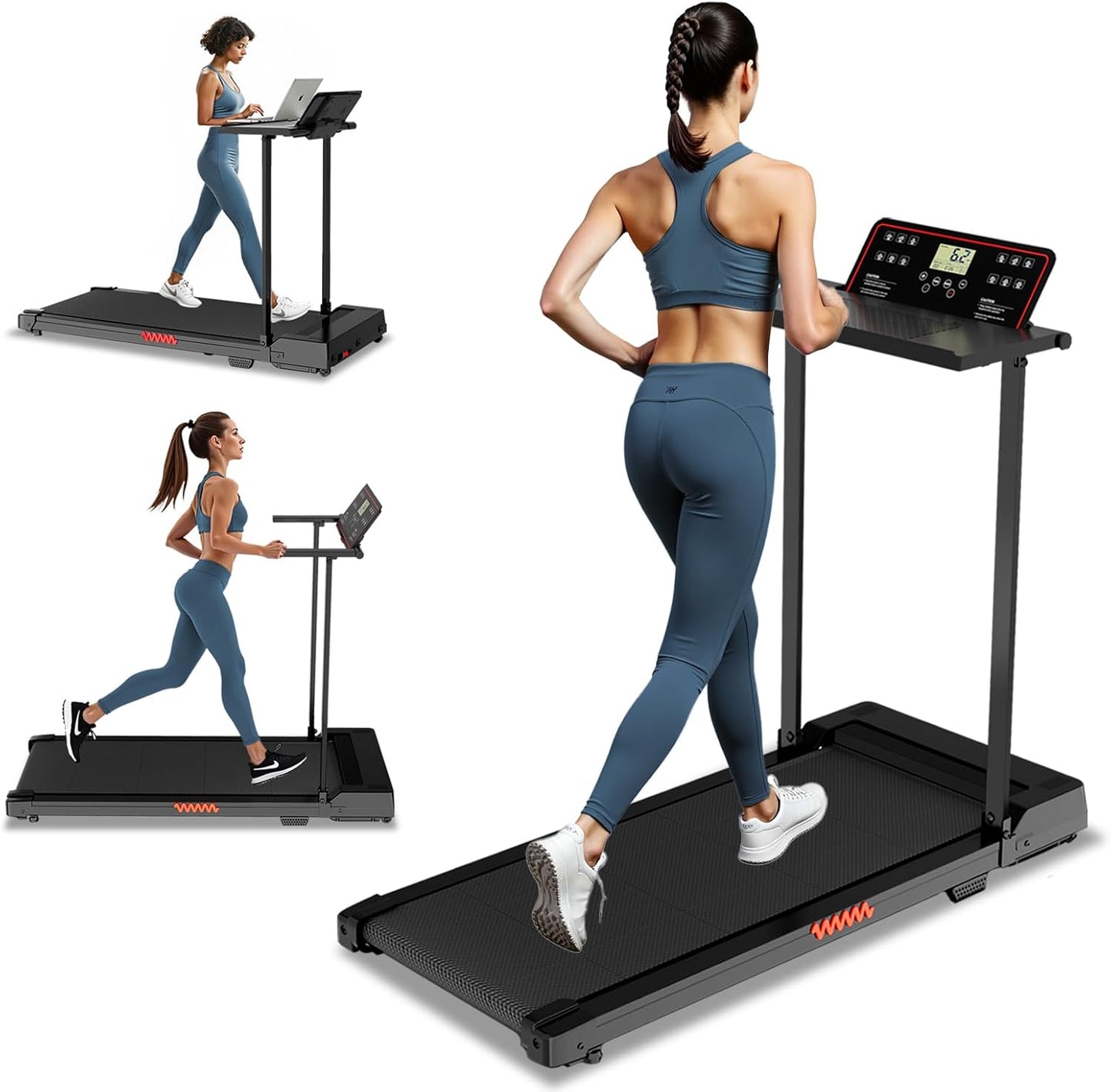 Walking Treadmill with Handles for Home Small Spaces - 320 LBS