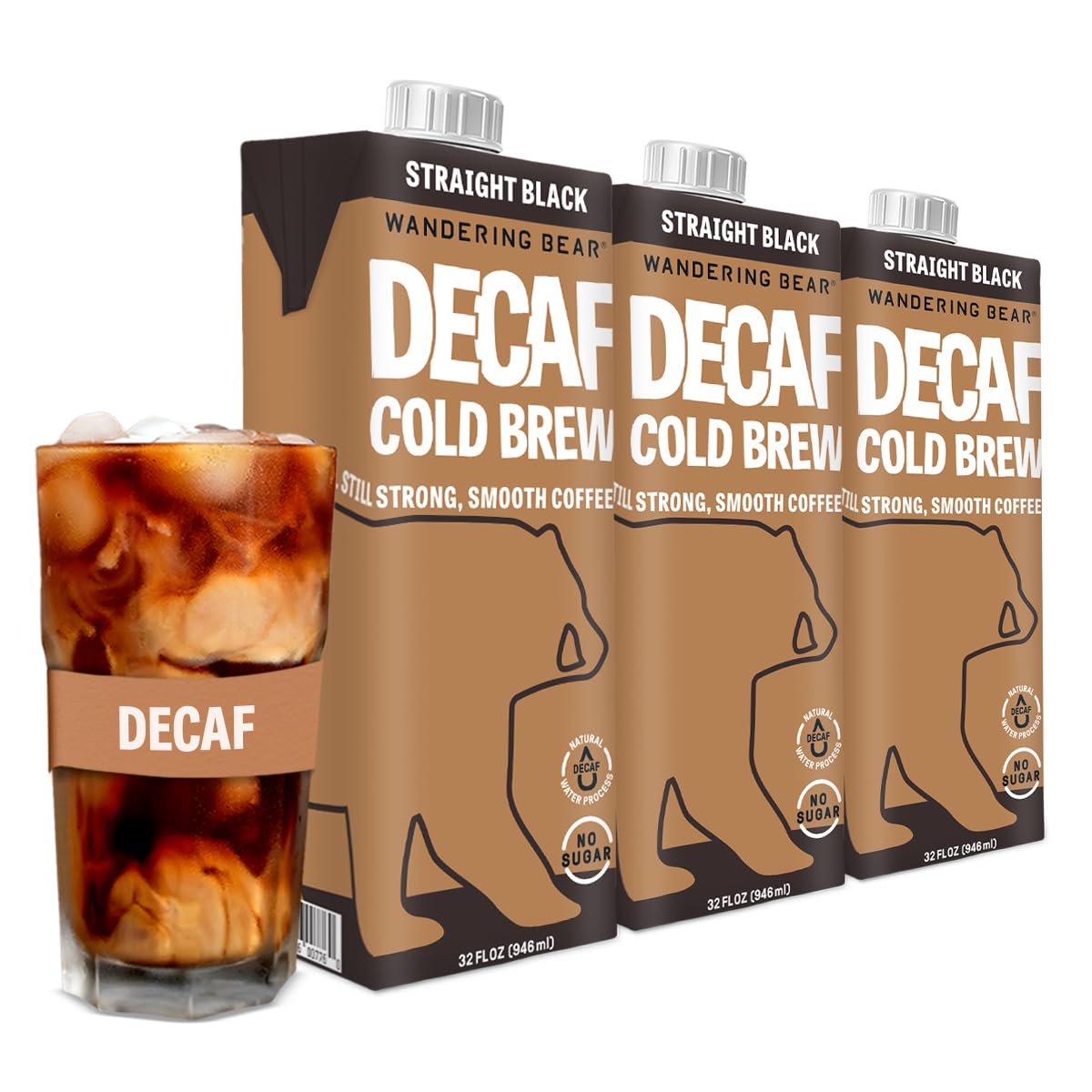 Wandering Bear Decaf Cold Brew Coffee - Bold, Smooth, Ready to Drink