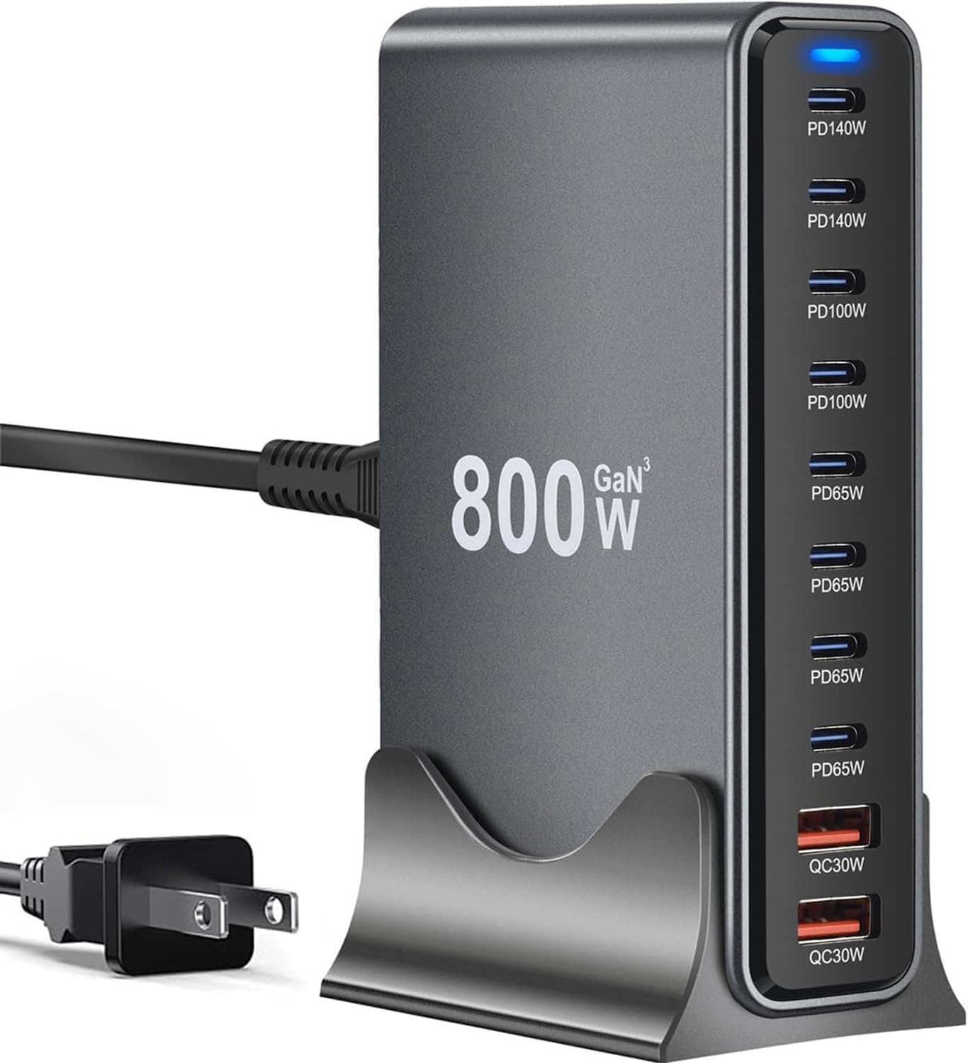 800W USB C Charger with 10 Ports for Fast Charging Devices