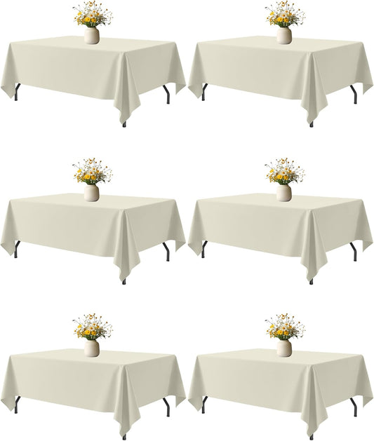 Ivory Fabric Rectangle Table Cloth for 5FT Tables - 6 Pack