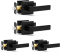 Matte Black Door Handles Privacy Levers 4 Pack - Modern Keyless Design