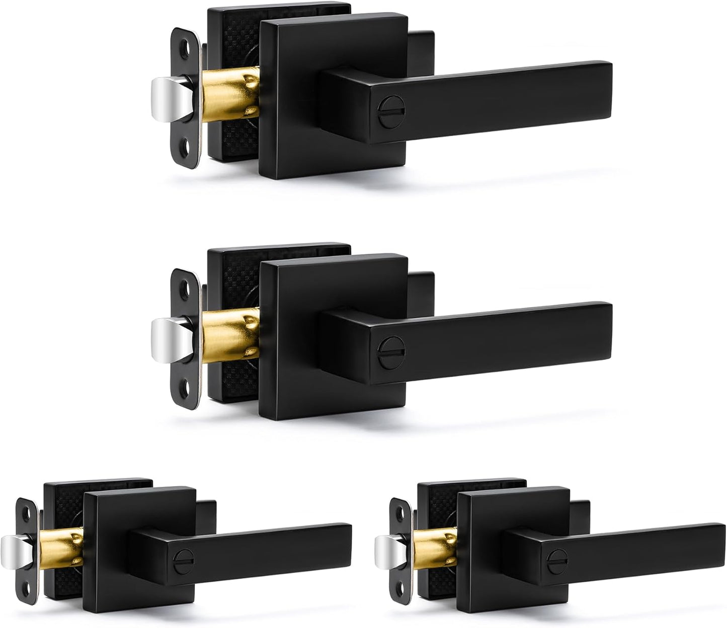 4 Pack Matte Black Door Handles for Modern Privacy Needs