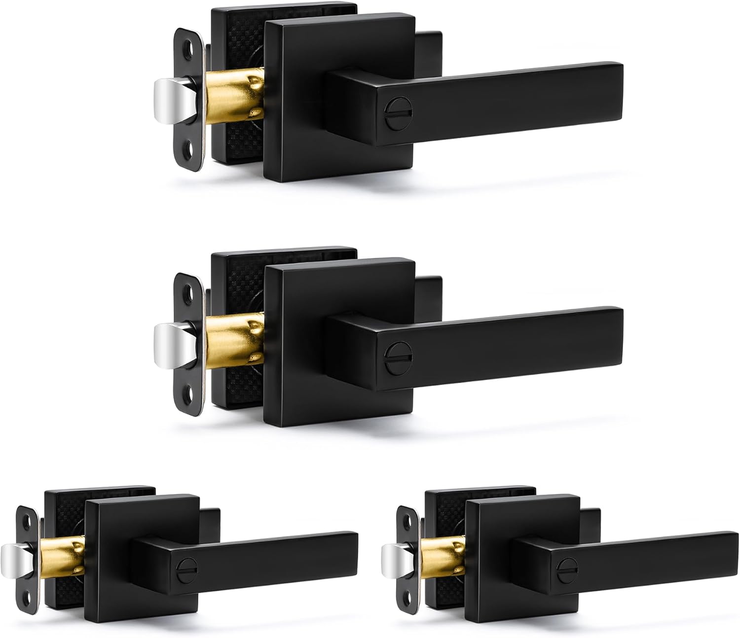 4 Pack Matte Black Door Handles for Modern Privacy Needs