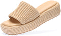 Raffia Platform Sandals for Women Espadrille Slip-On - 1.37in Wedge