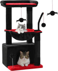 4-in-1 Gothic Cat Tree 33in Tower with Condo, Hammock & Perch - Cozy