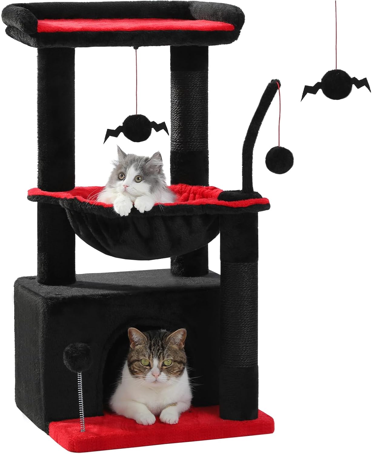 Gothic Cat Tree 4-in-1 Cat Tower with Cozy Hammock and Perch