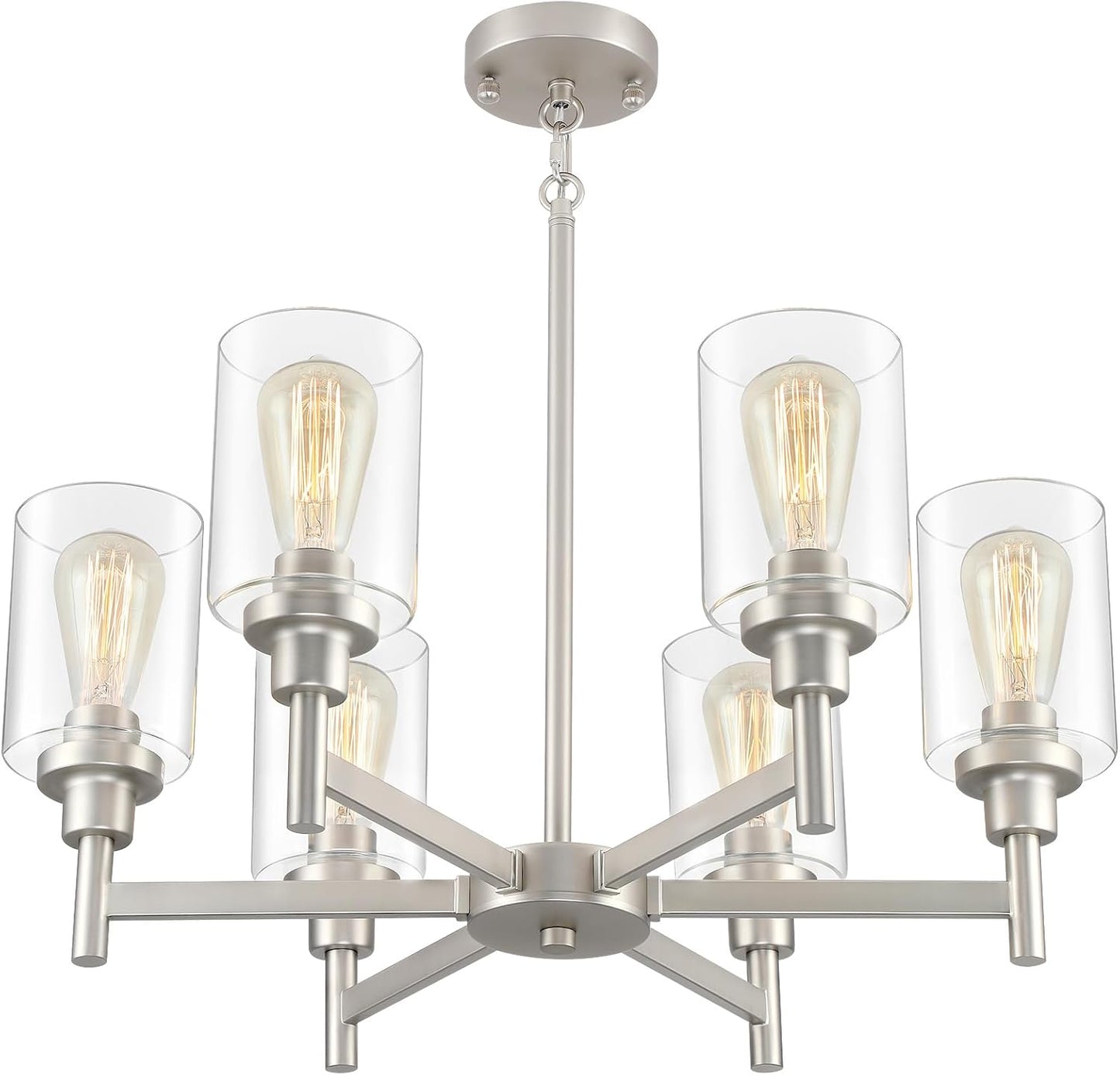 Brushed Nickel Chandeliers for Dining Room with 6 Lights