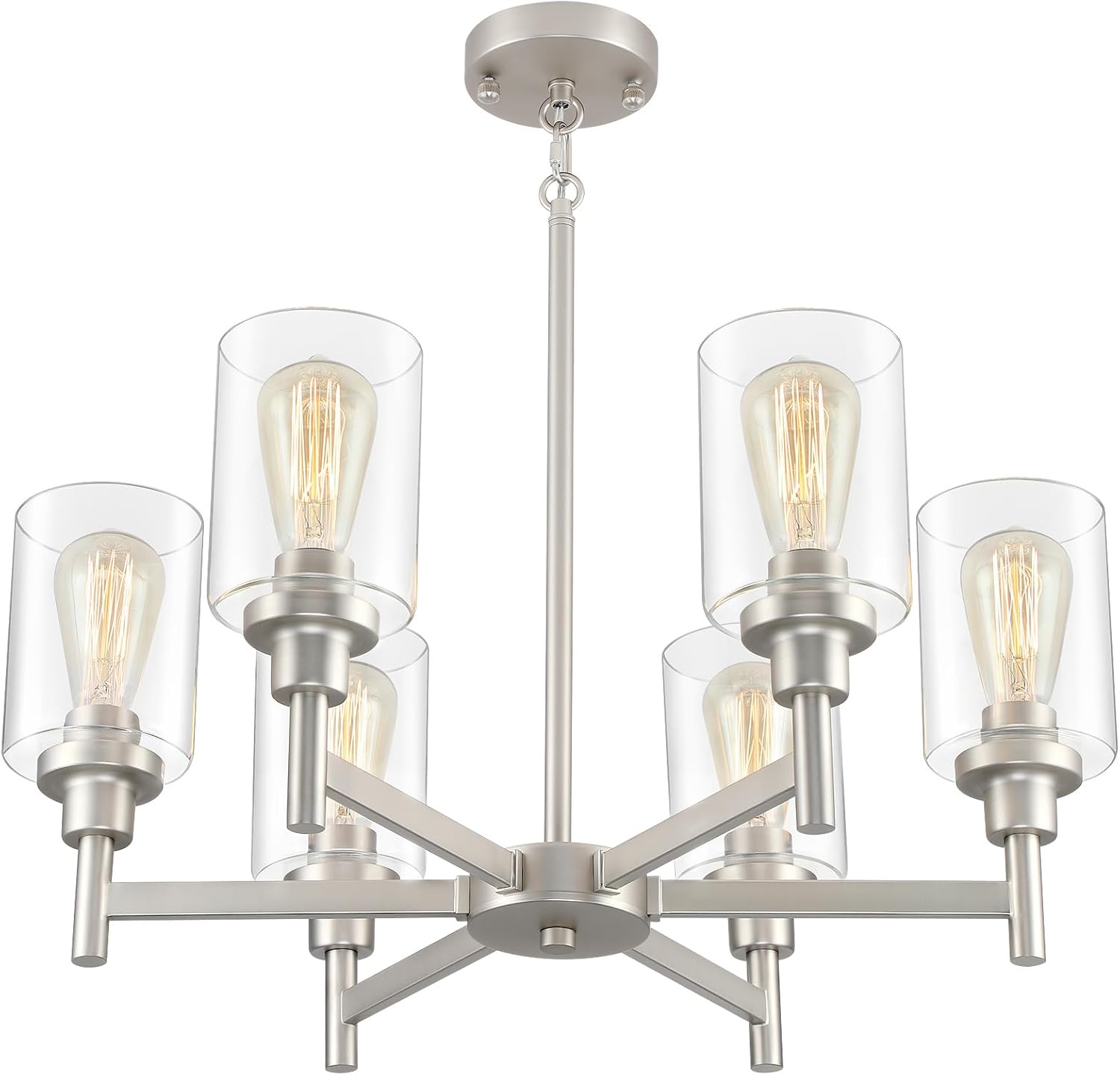 Brushed Nickel Chandeliers for Dining Room with 6 Lights