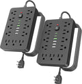 5 FT Flat Plug Surge Protector Power Strip 17-in-1 - Compact USB