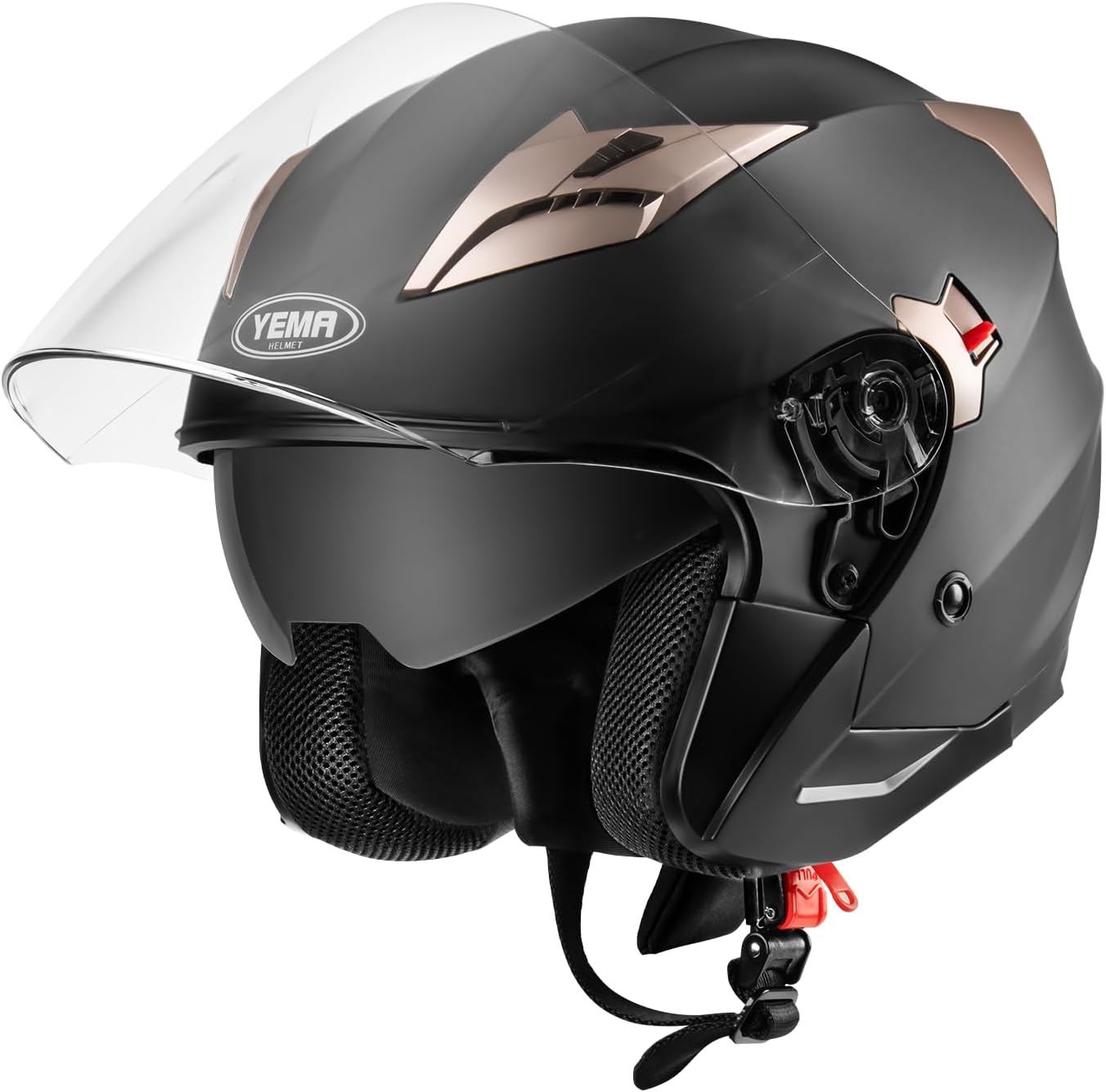 YEMA Open Face Motorcycle Helmets with Dual Visor Design