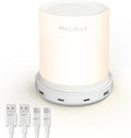 Macally Small Bedside Lamp with USB Ports - Fast Charging Touch Light
