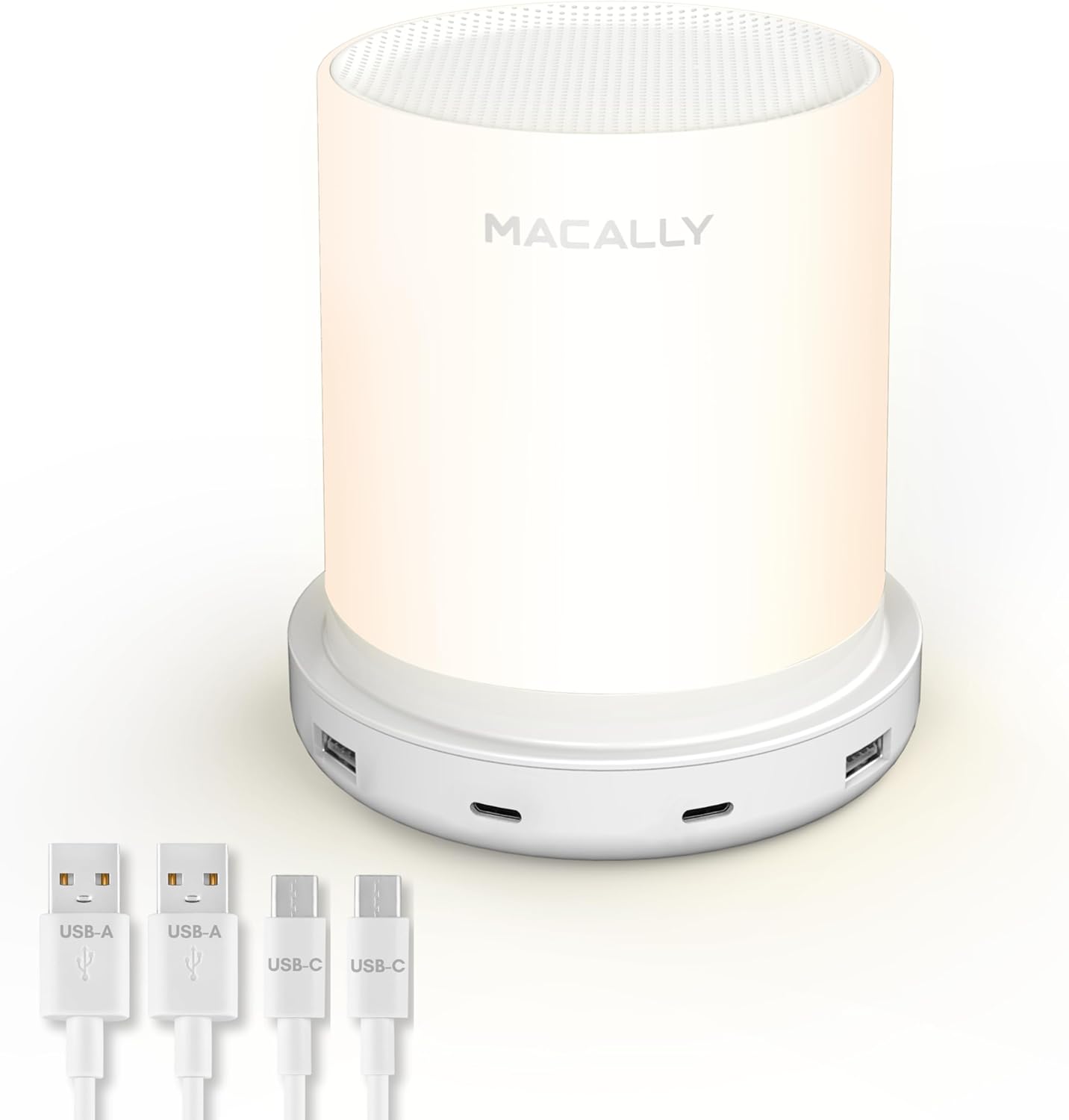 Macally Small Bedside Lamp with USB Ports for Fast Charging