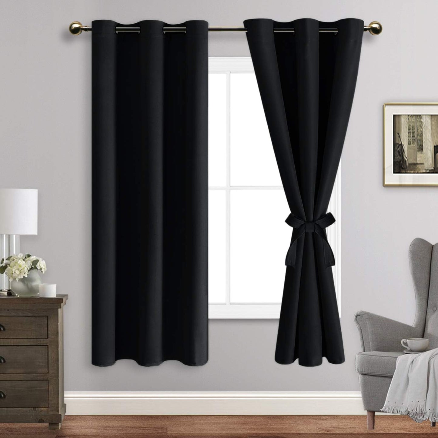 JIUZHEN Blackout Curtains - Block Light & Noise, 42x63 Set