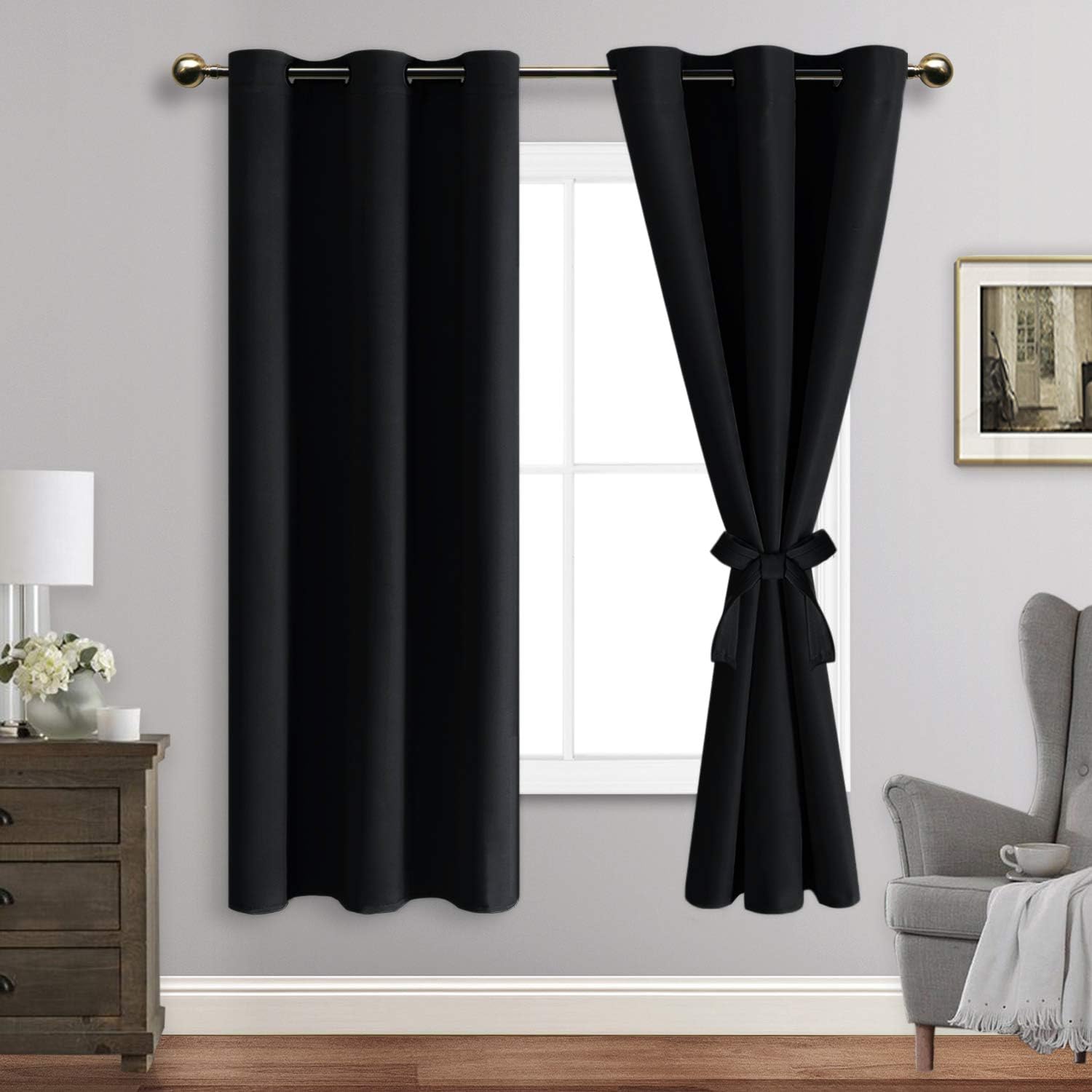 JIUZHEN Blackout Curtains - Block Light & Noise, 42x63 Set