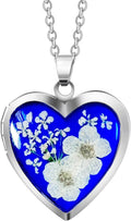 Handmade Heart Shaped Dried Forget Me Not Photo Locket - Sentimental