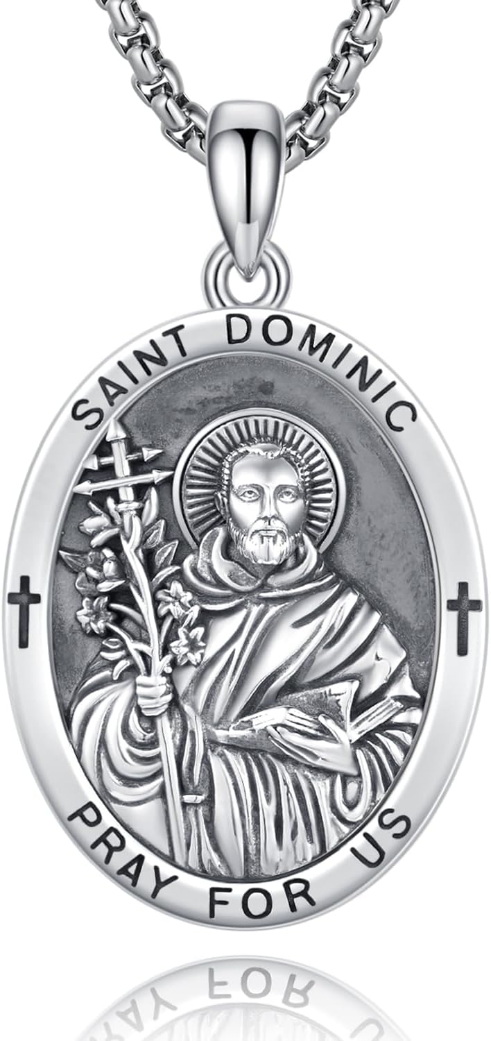 925 Sterling Silver Patron Saint Medals Amulet Necklace for Men