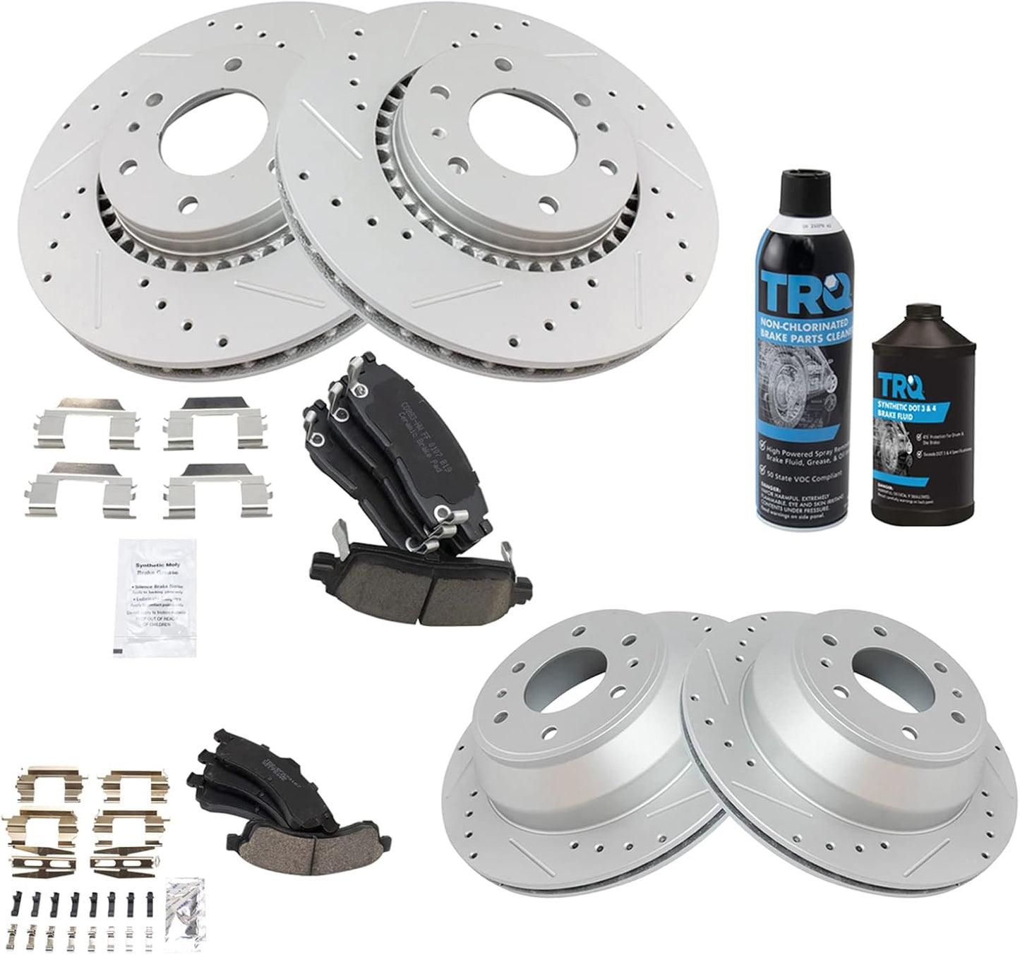 TRQ Premium G-Coated Brake Pad & Rotor Kit for Performance Vehicles