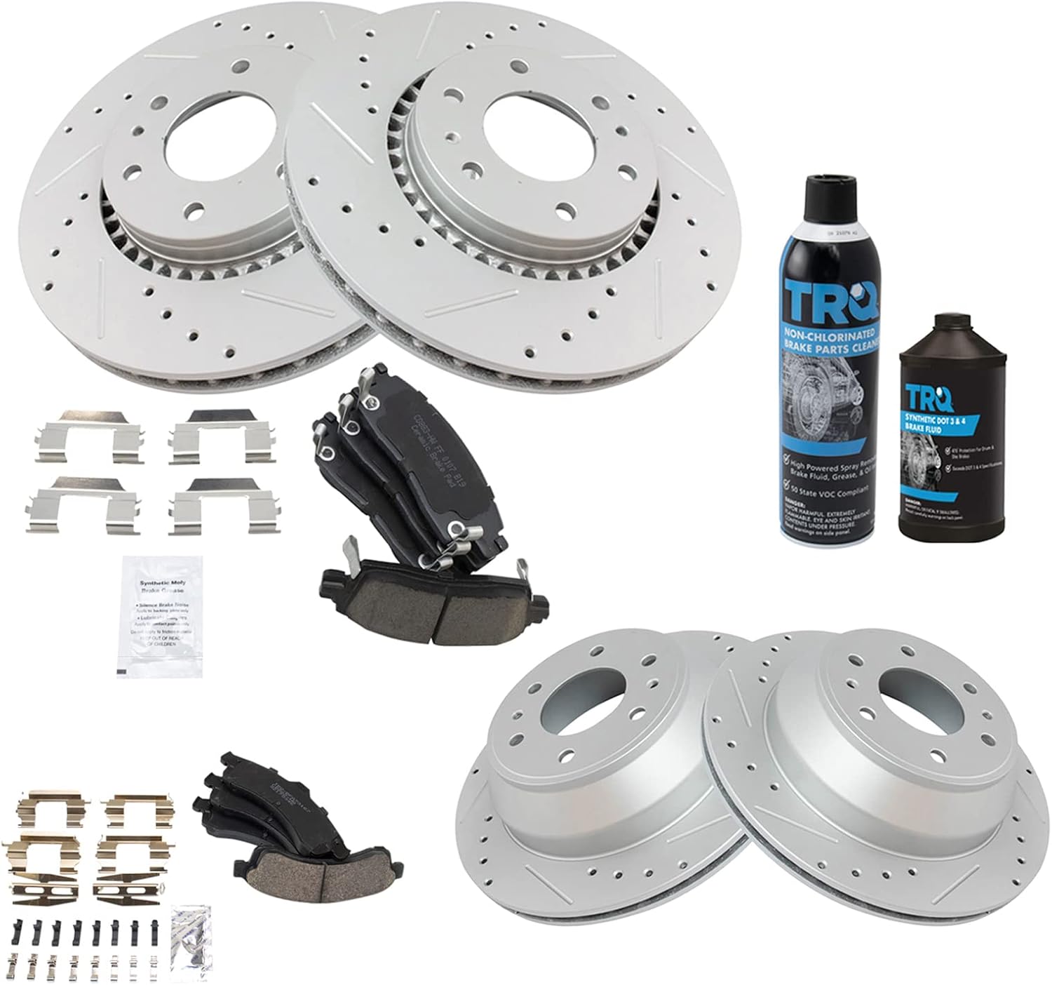 TRQ Premium G-Coated Brake Pad & Rotor Kit for Performance Vehicles