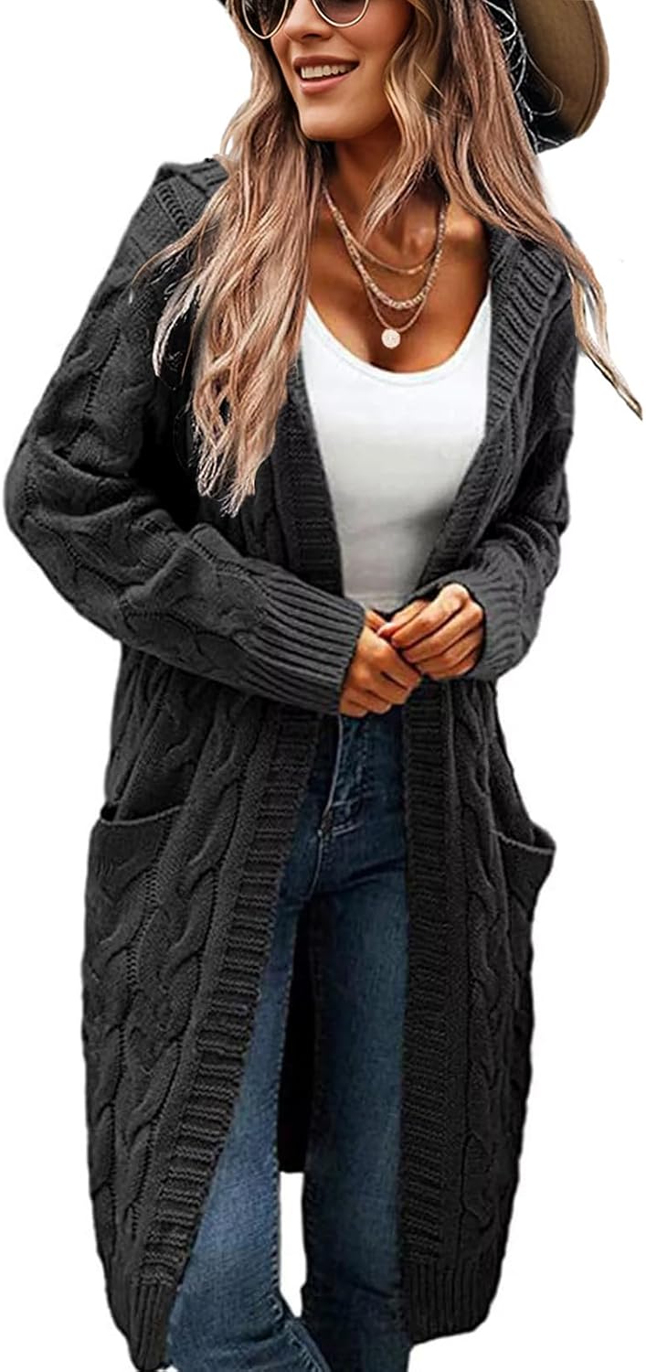 Women's Hooded Open Front Long Cardigan for Cozy Style
