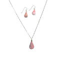 Rhodonite Pink Stone Jewelry Set Sterling Silver - Handmade Teardrop