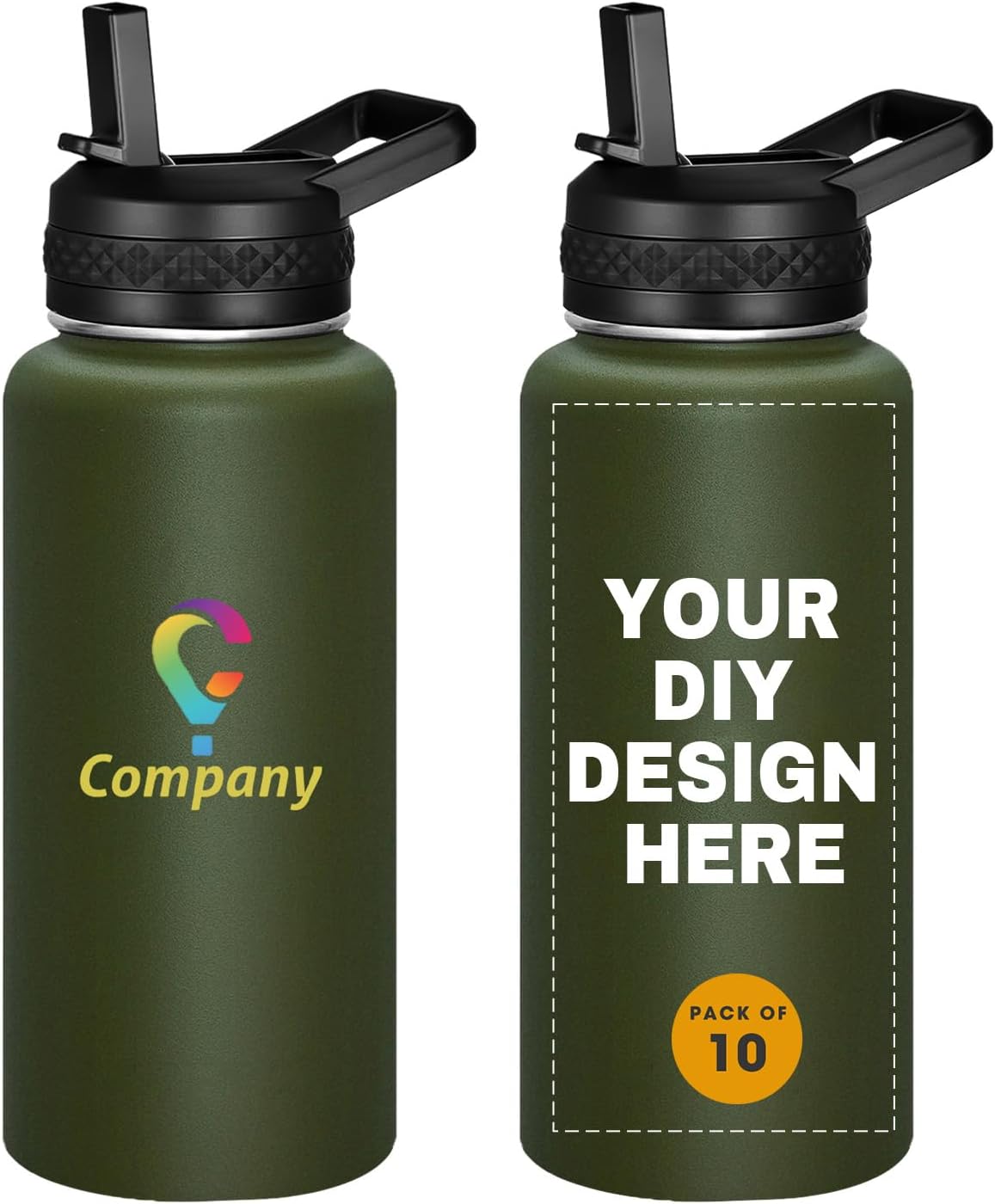 Personalized Custom Water Bottles 32oz Double Wall Stainless Steel