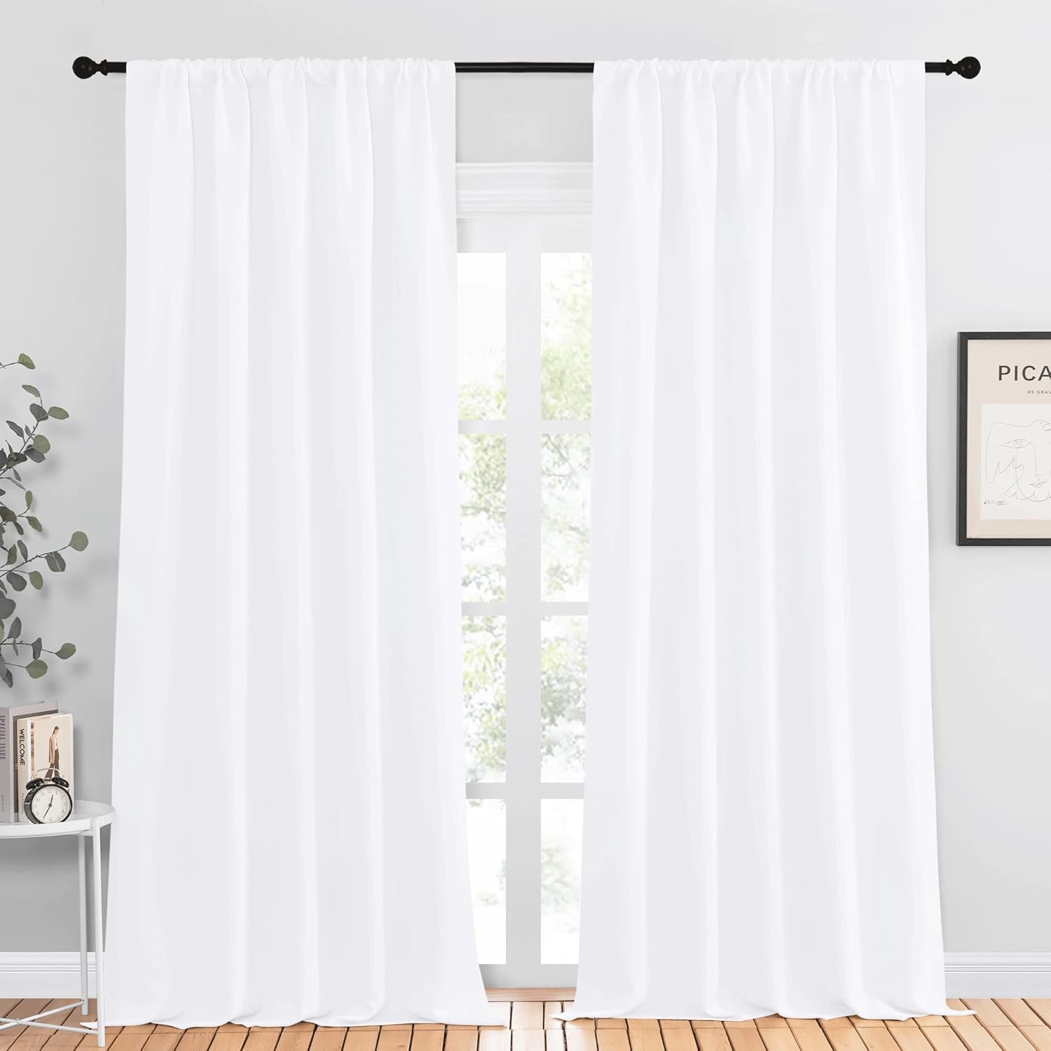 NICETOWN White Bedroom Curtain Panels for Noise Reduction